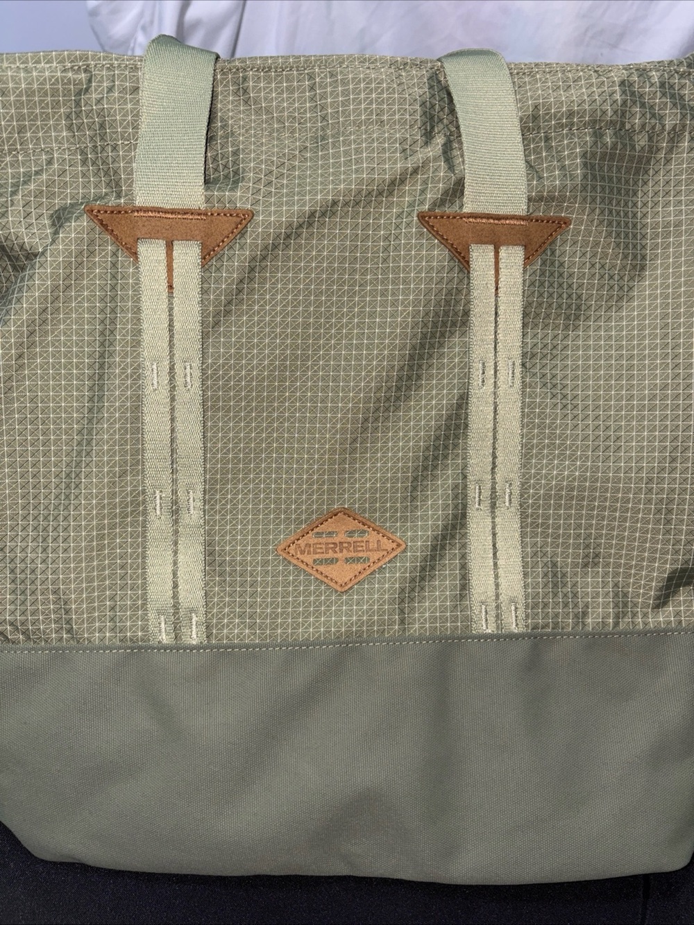 Merrell Women's Sage Green Canvas Tote with Leather Accents